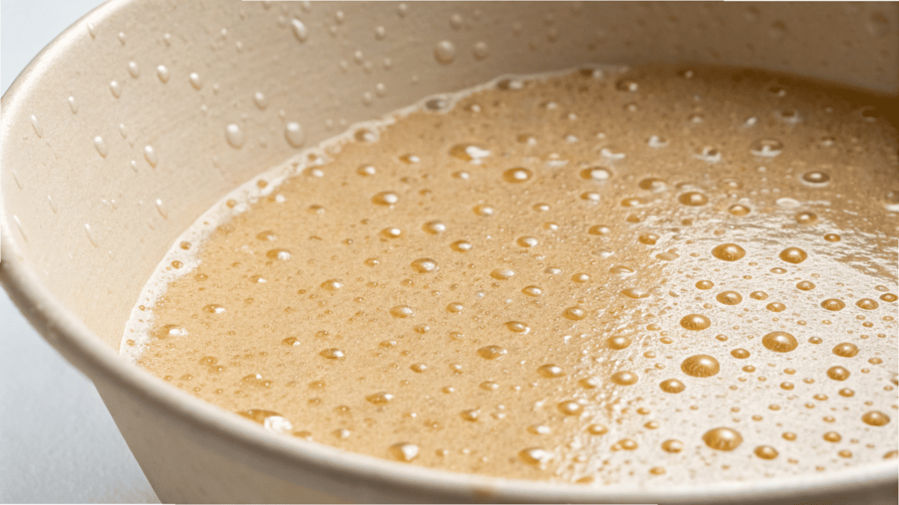 Stable Food-Grade PE Coating on a Noodle Bowl A magnified view of the inner PE coating of a paper bowl, showing its completely seamless surface.