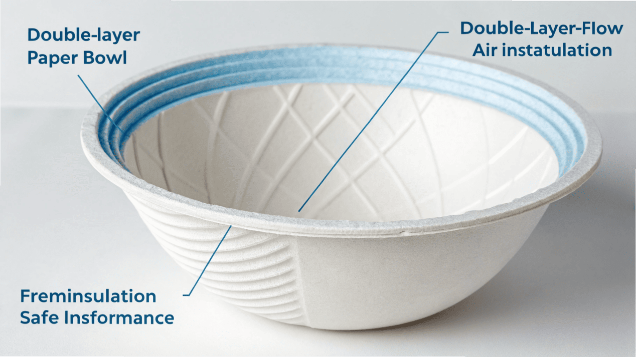 An illustration showing the air gap in a double-wall paper bowl.