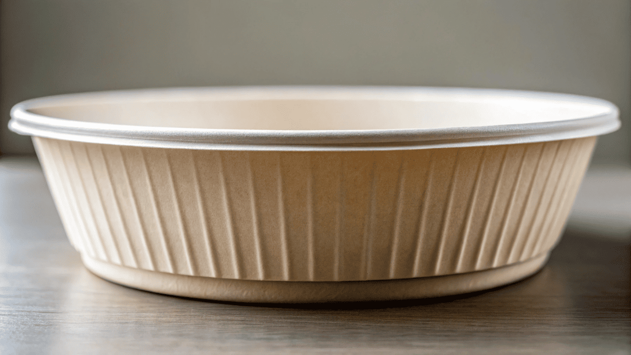 A close-up diagram showing the sealed base and waterproof inner coating of a paper bowl.