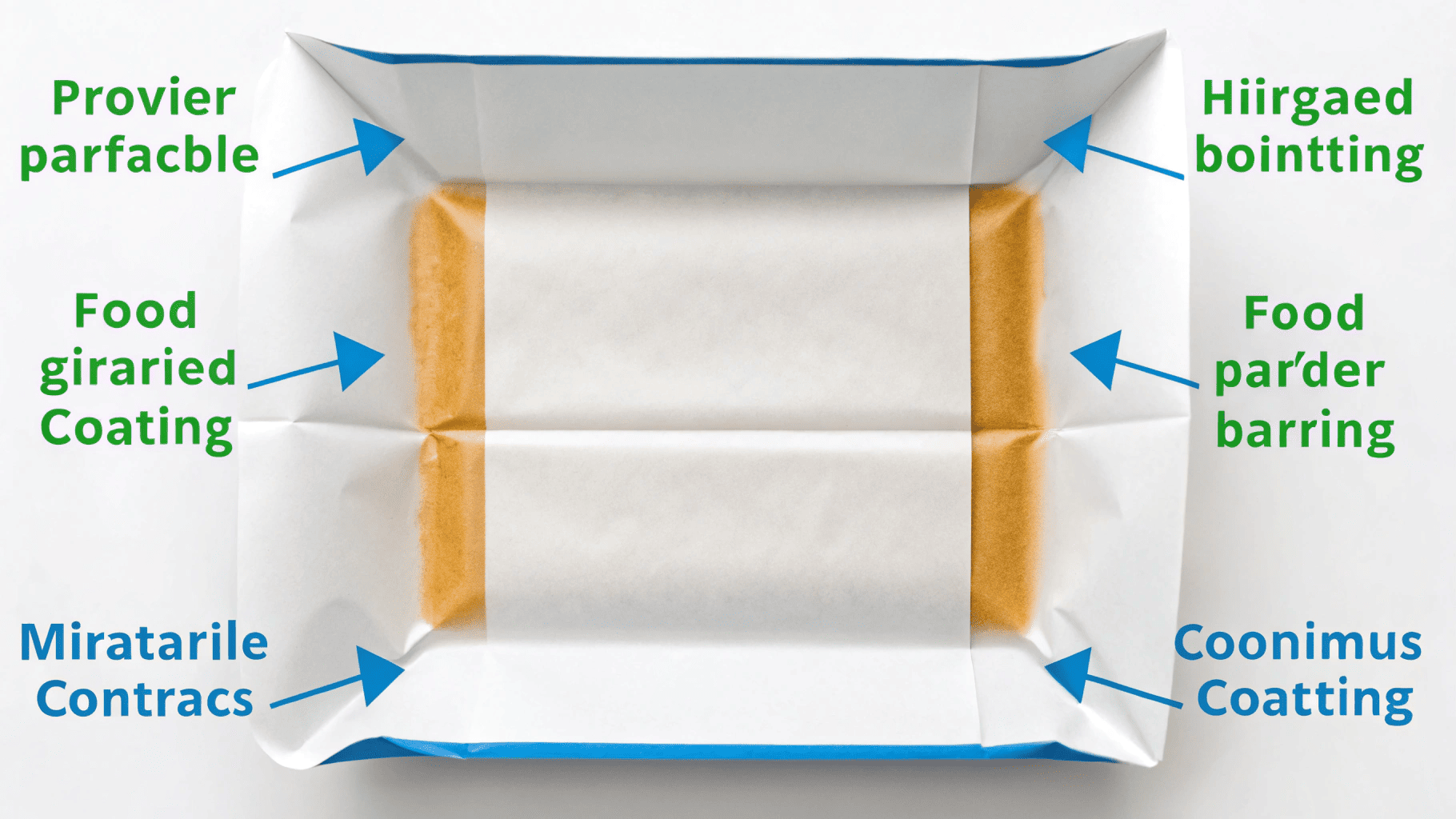 A diagram showing how a good coating blocks particles from migrating into food.