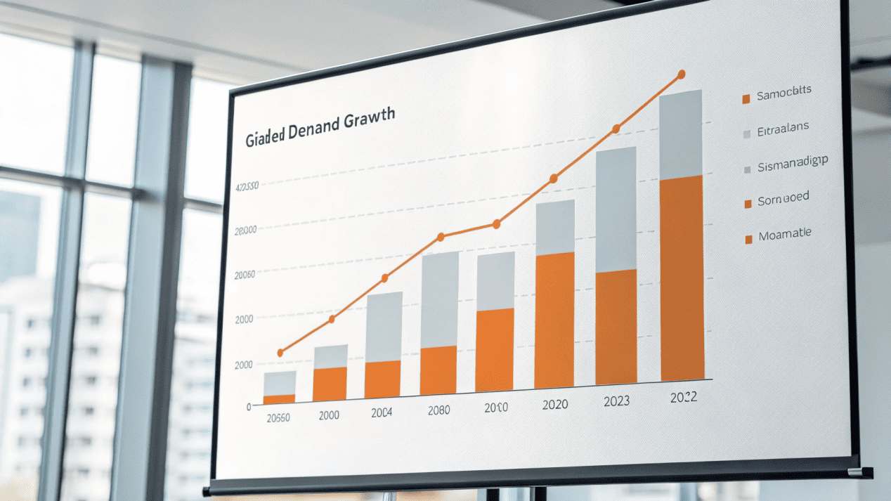 A chart showing the rising global demand for sustainable paper packaging over the past few years.