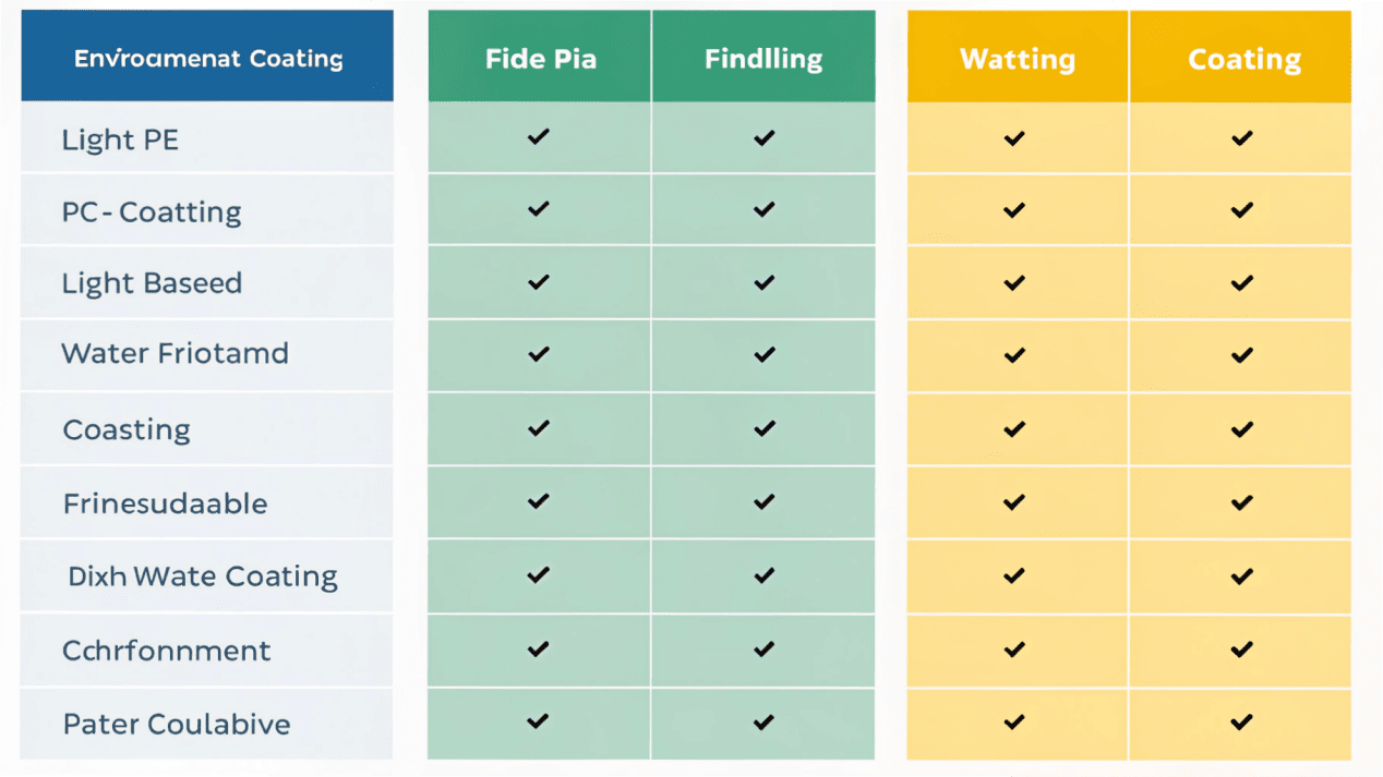 PE vs. PLA vs. Water-Based Cup Coatings A table comparing PE, PLA, and Water-Based coatings side-by-side.