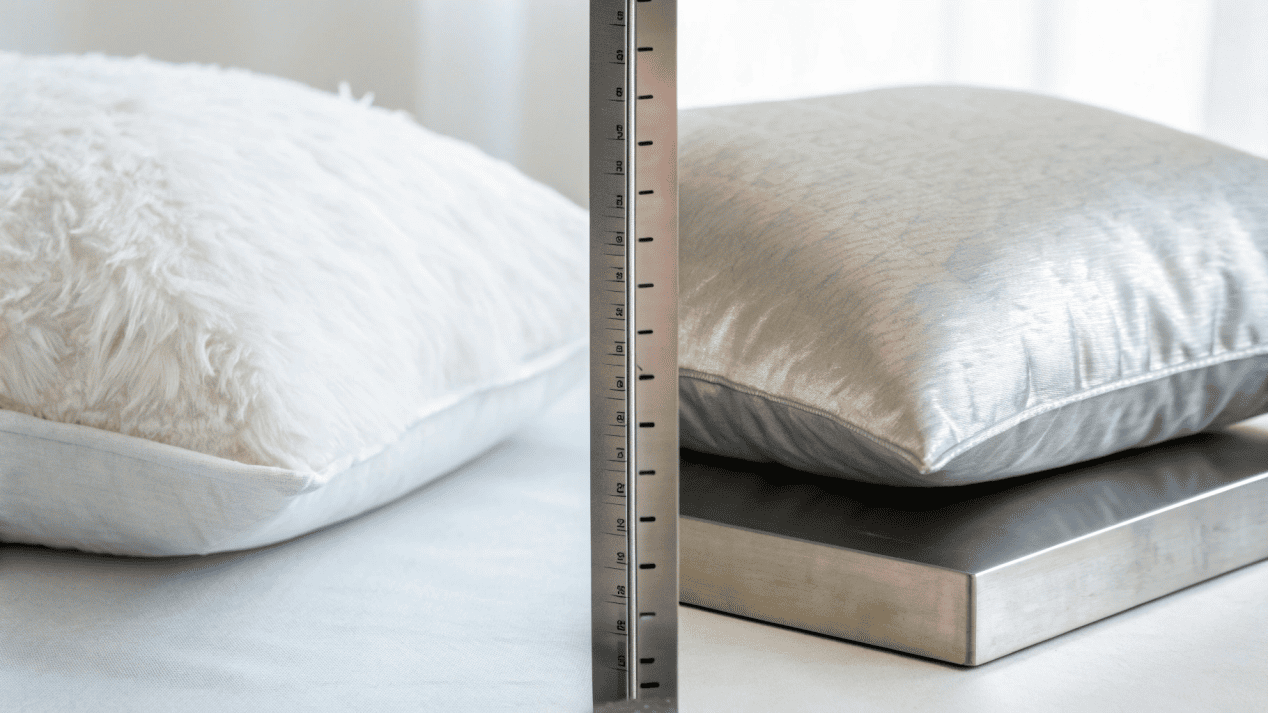 GSM vs. Point Thickness Analogy A graphic comparing a fluffy, thick pillow and a thin steel plate, both of the same thickness but different density.
