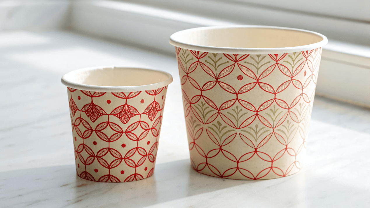 Upselling with Ice Cream Cup Sizes A price tag on a medium ice cream cup showing a good value proposition compared to the small.