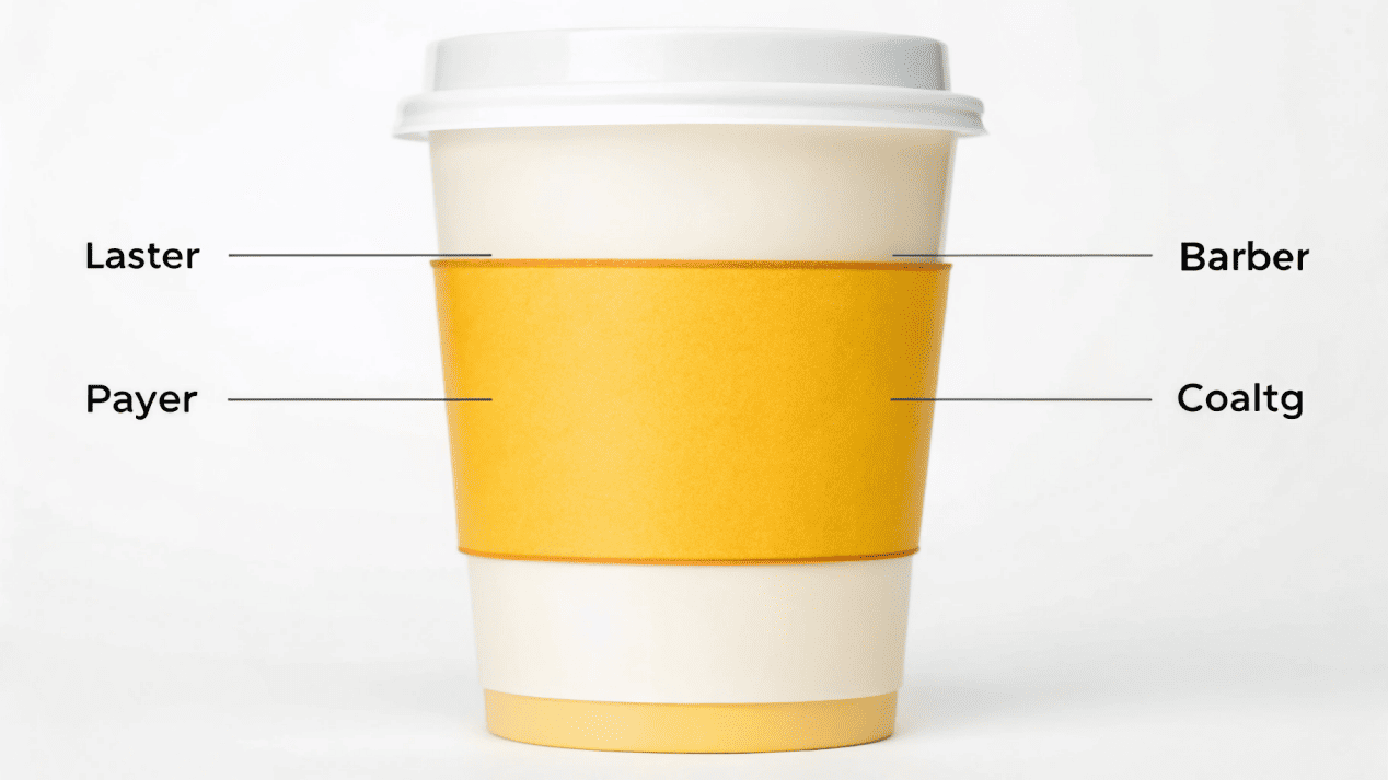 A diagram showing the different layers of a leak-proof paper cup