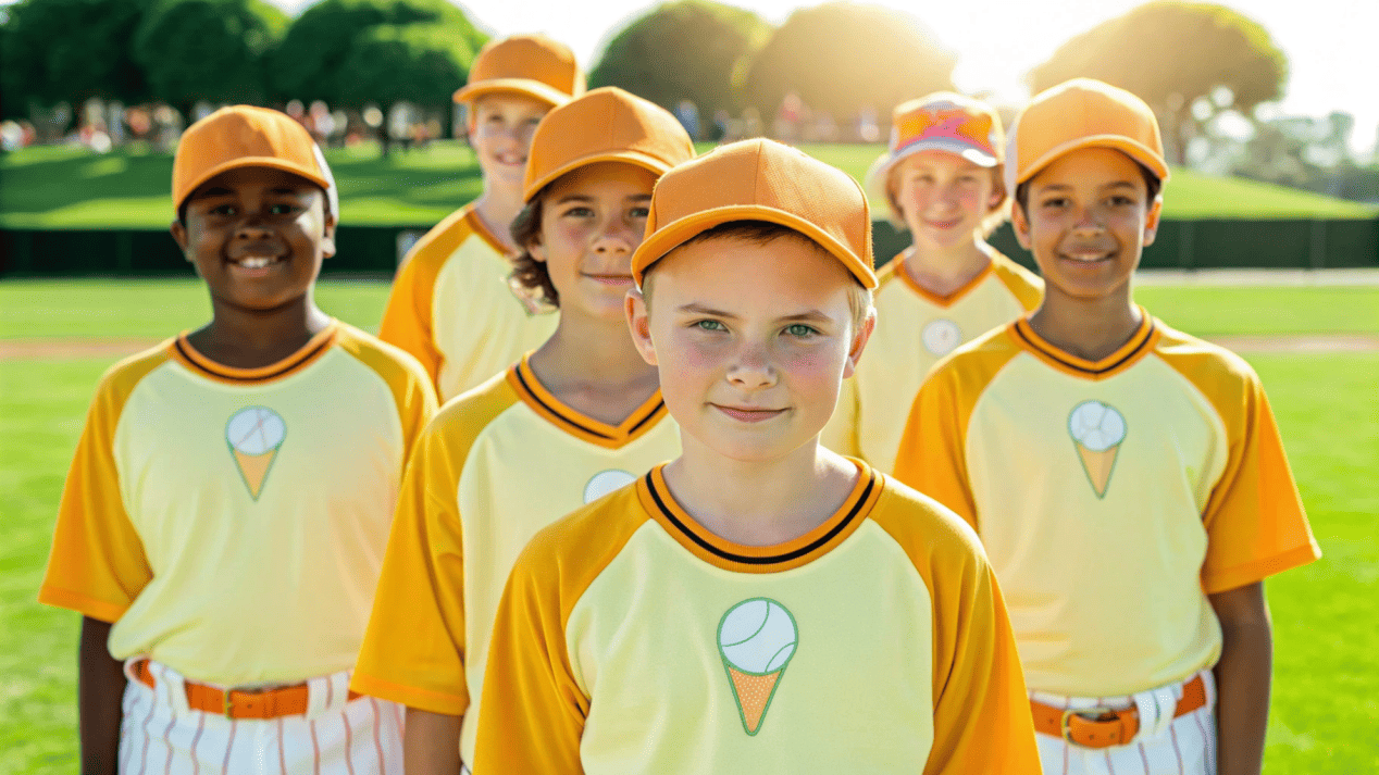 The ice cream shop's logo on a local little league team's jersey.