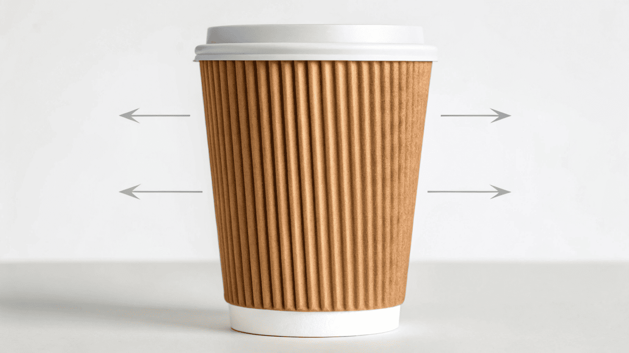 A diagram showing the three layers of a ripple wall cup and the insulating air pockets.