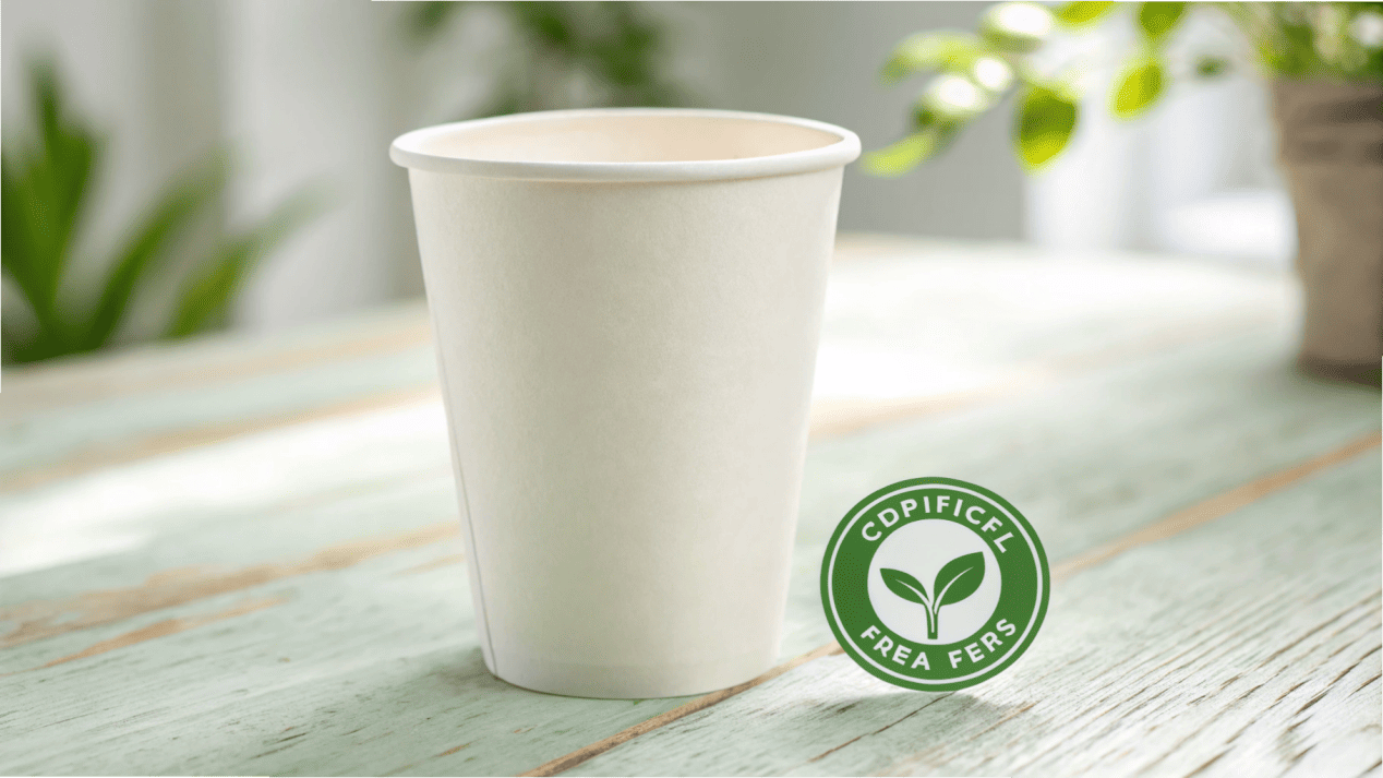 A graphic that clearly labels a cup as "PFAS-Free."