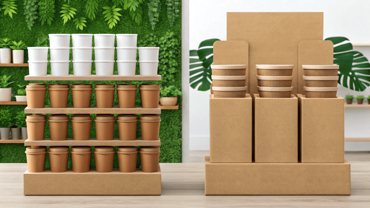 Marketing Your Sustainable Cups A marketing checklist showing different ways to promote sustainable packaging in-store and online.