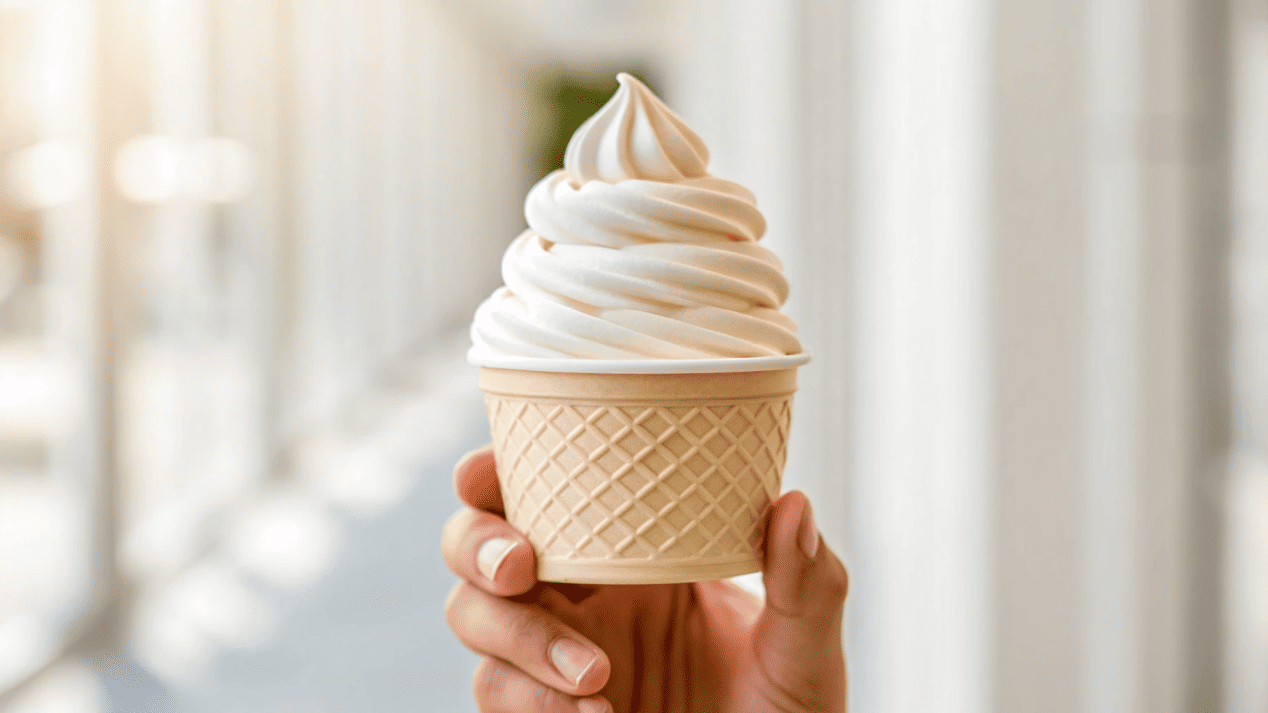 A close-up of a person holding a beautifully designed ice cream cup, perfect for an Instagram post.