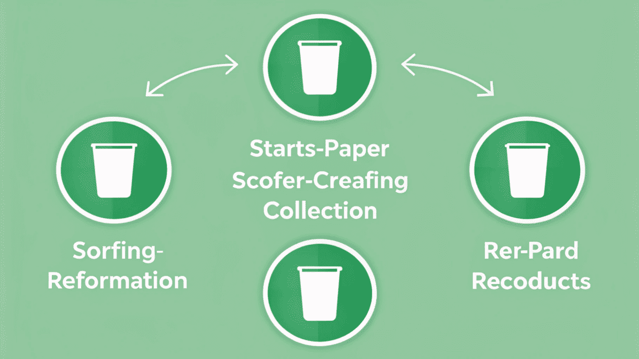 A diagram showing the paper recycling process from collection to a pulper to new paper products.