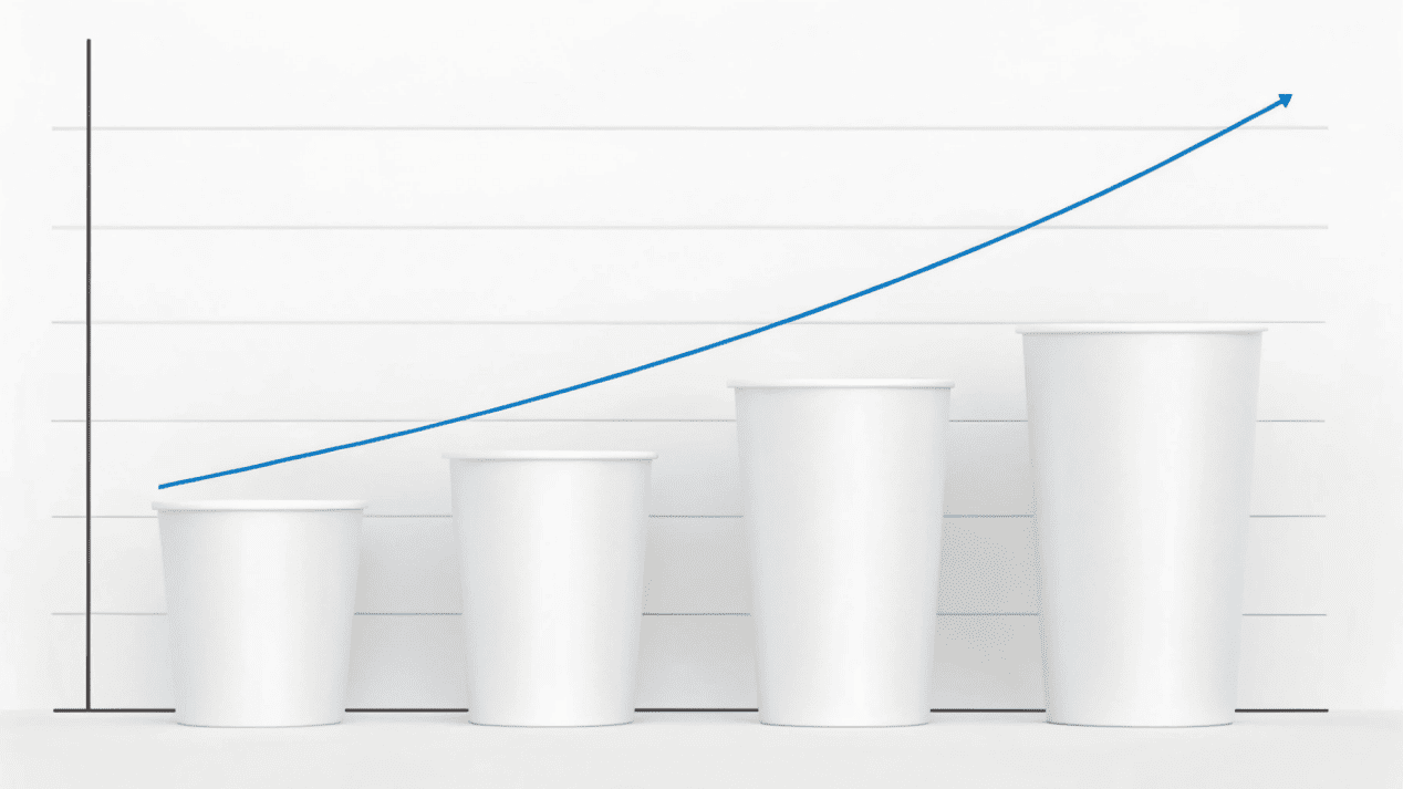 A chart showing how the price-per-cup decreases as the order quantity increases.