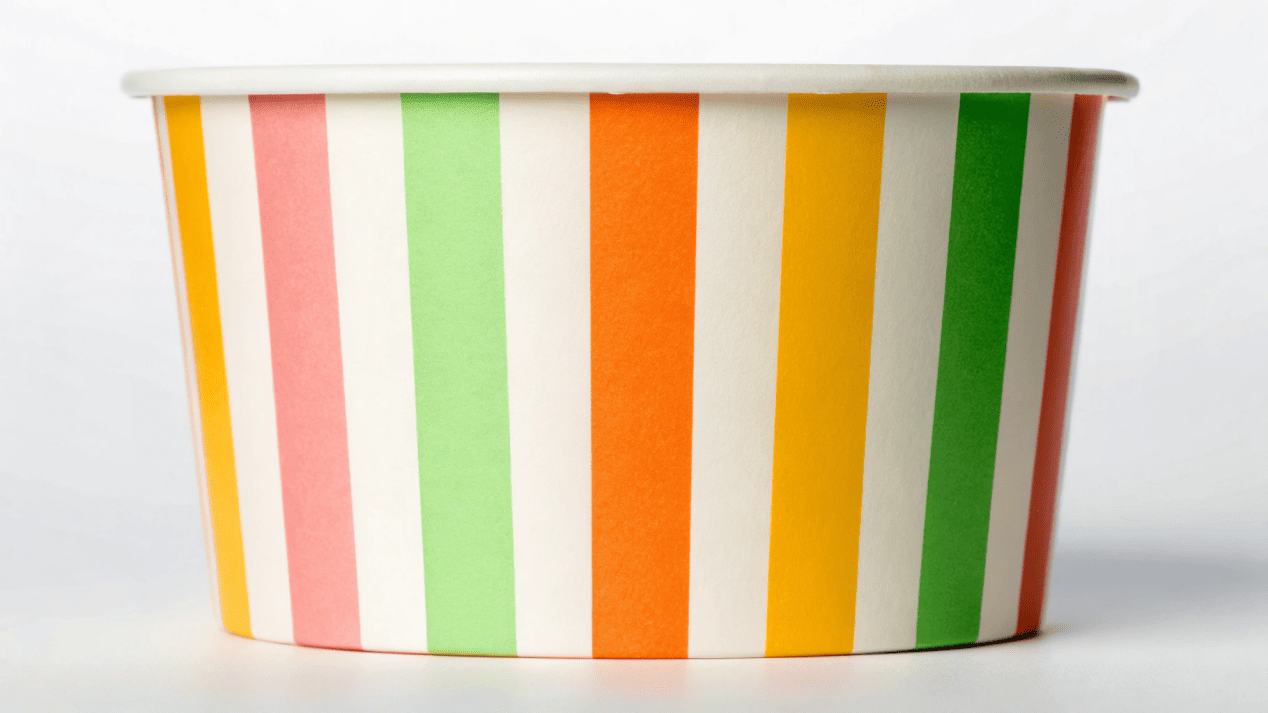 Building a Brand with Quality Cup Design A close-up shot focusing on the high-quality print and sturdy texture of a custom ice cream cup.